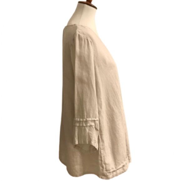 Et’Lois 100% Linen Lagenlook Asymmetric Hem Tunic M - Picture 4 of 9
